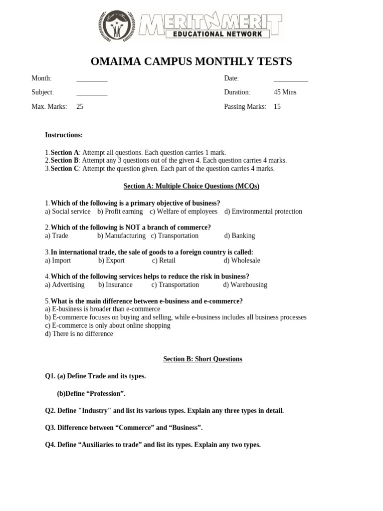 October monthly test | PDF