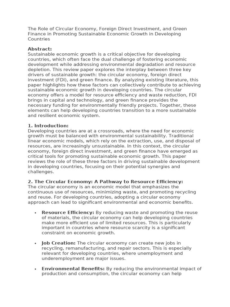 Circular Economy & FDI for Growth | PDF | Sustainability | Sustainable ...