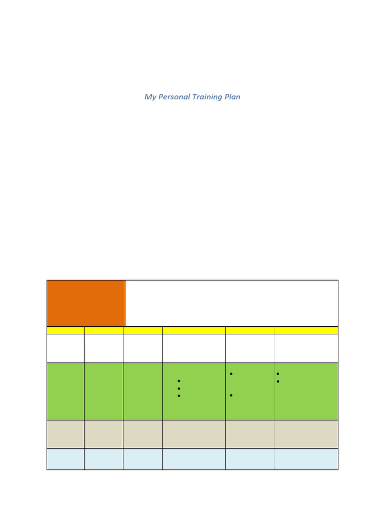 Personal Training Plan for PATHFIT 1 | PDF | Physical Fitness | Aerobic ...