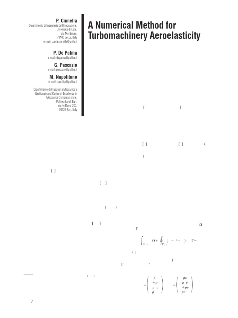 Numerical Method for Turbomachinery Flutter | PDF | Fluid Dynamics ...