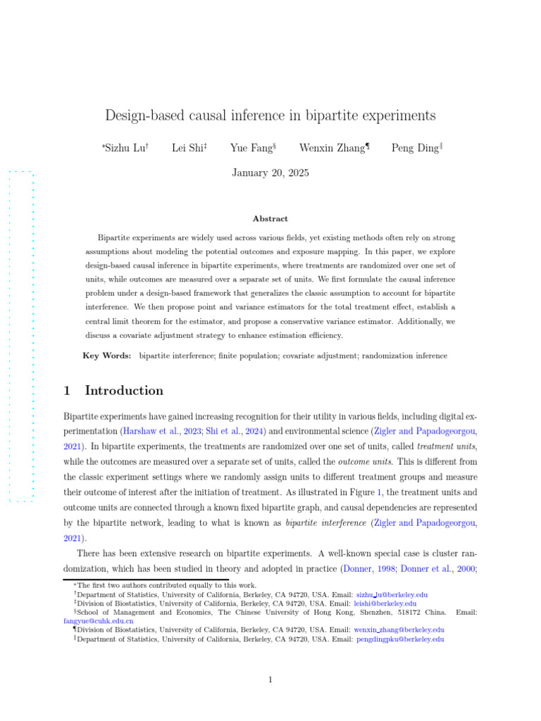 Design-Based Causal Inference in Bipartite Experiments | PDF ...