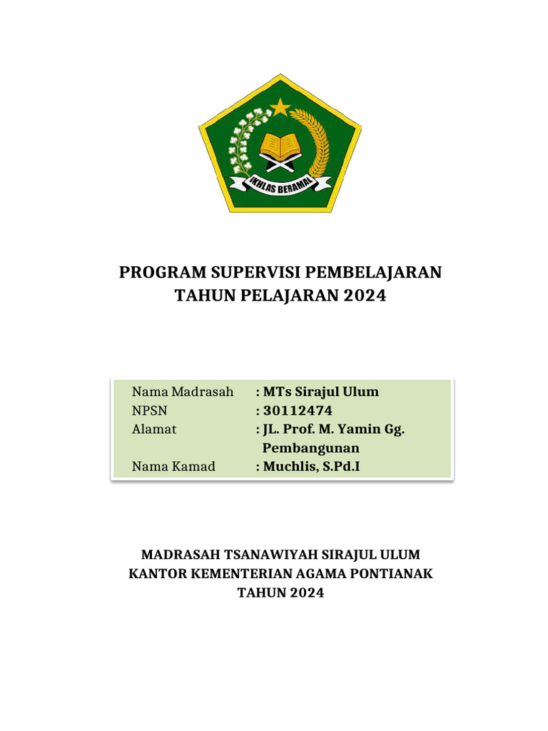 Supervisi Pembelajaran MTs Sirajul Ulum 2024 | PDF