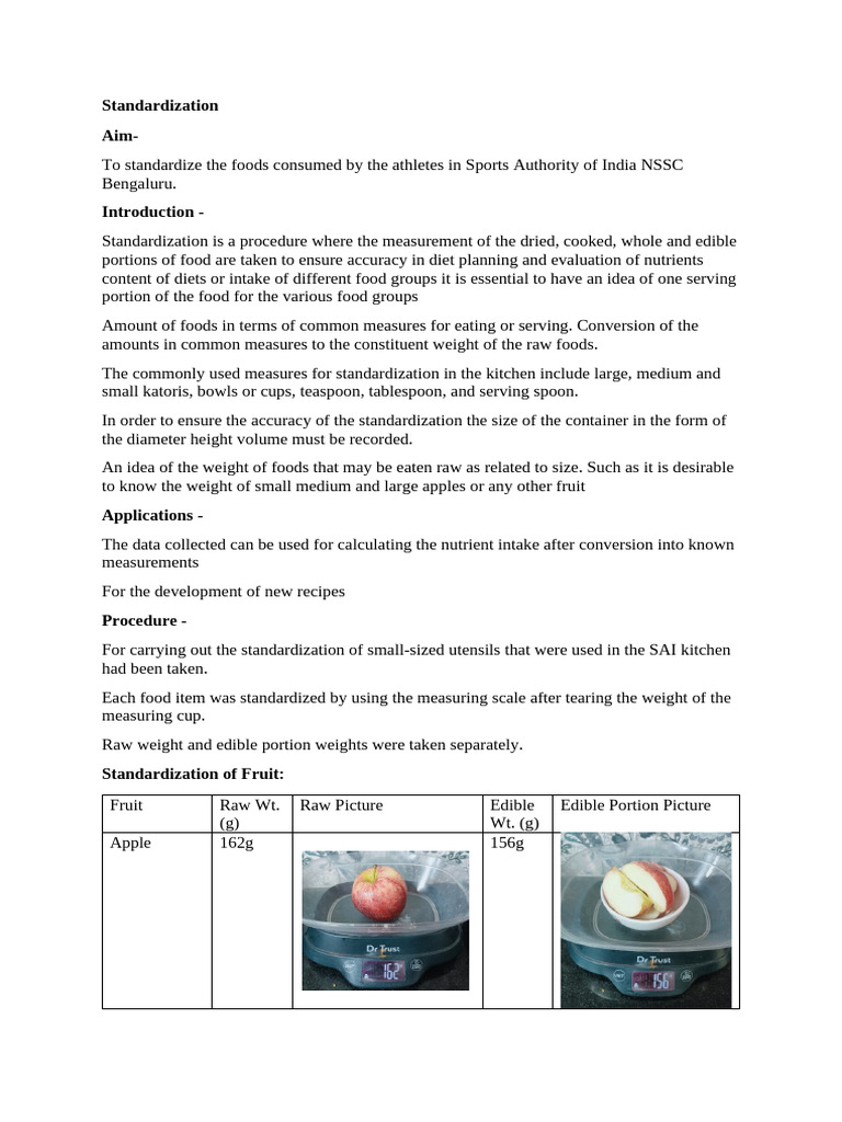 Standardizing Athlete Food Portions | PDF