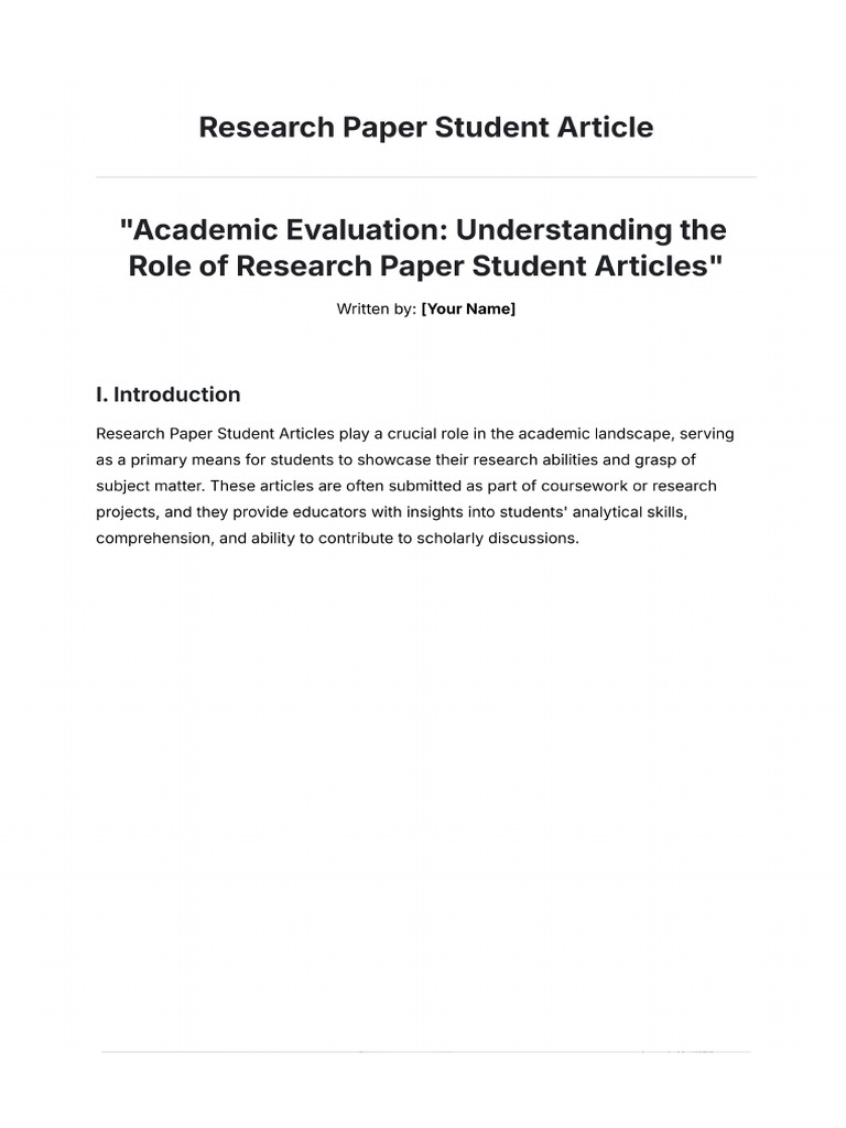 Research Paper Student Article Template | PDF