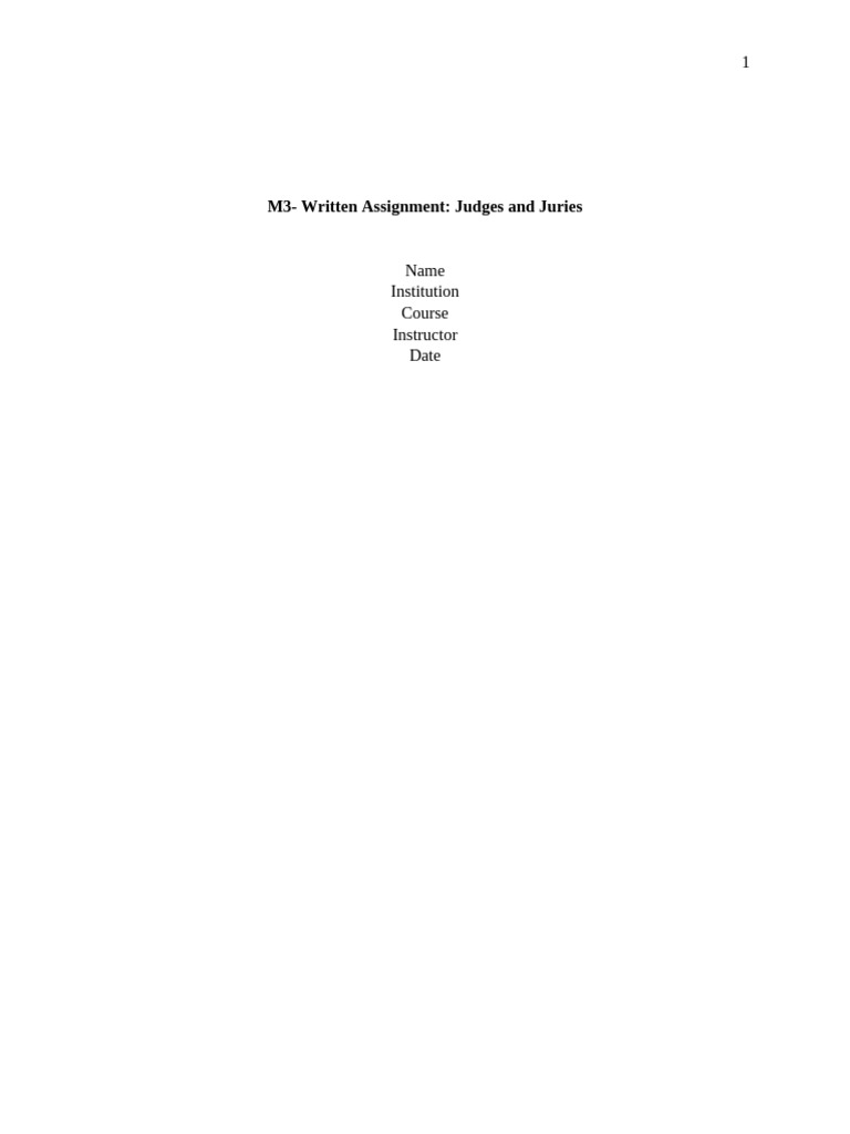 M3 - Written Assignment - Judges and Juries | PDF | Trials | Negligence