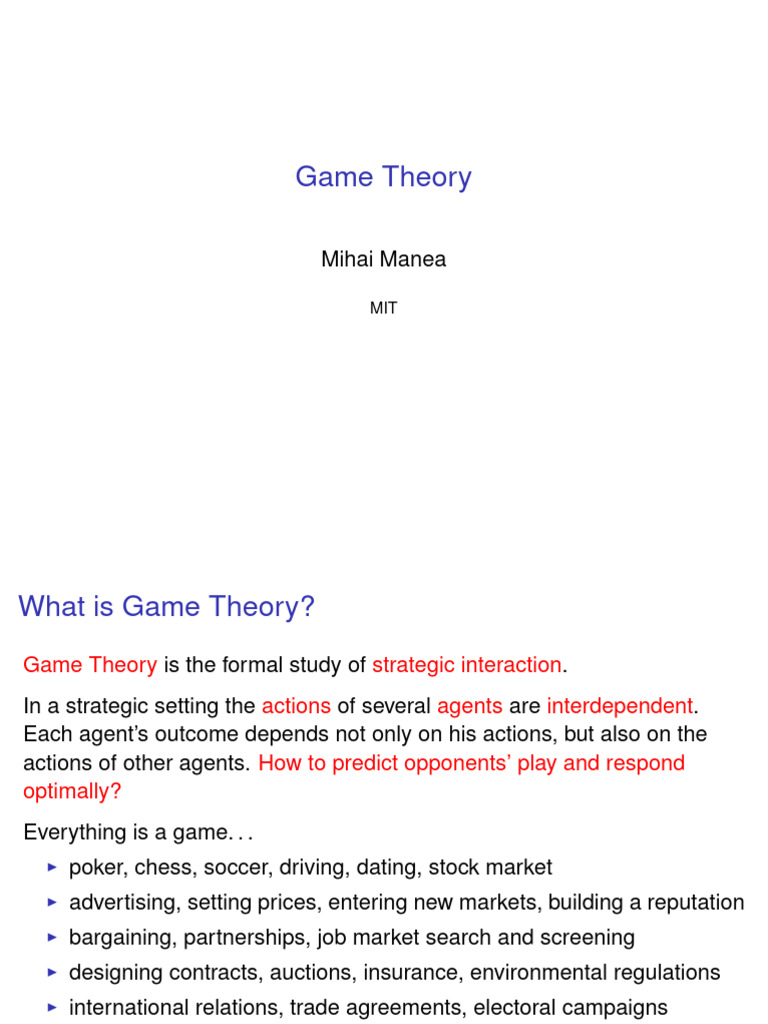 Introduction to Game Theory Concepts | PDF | Game Theory | Economics Of ...