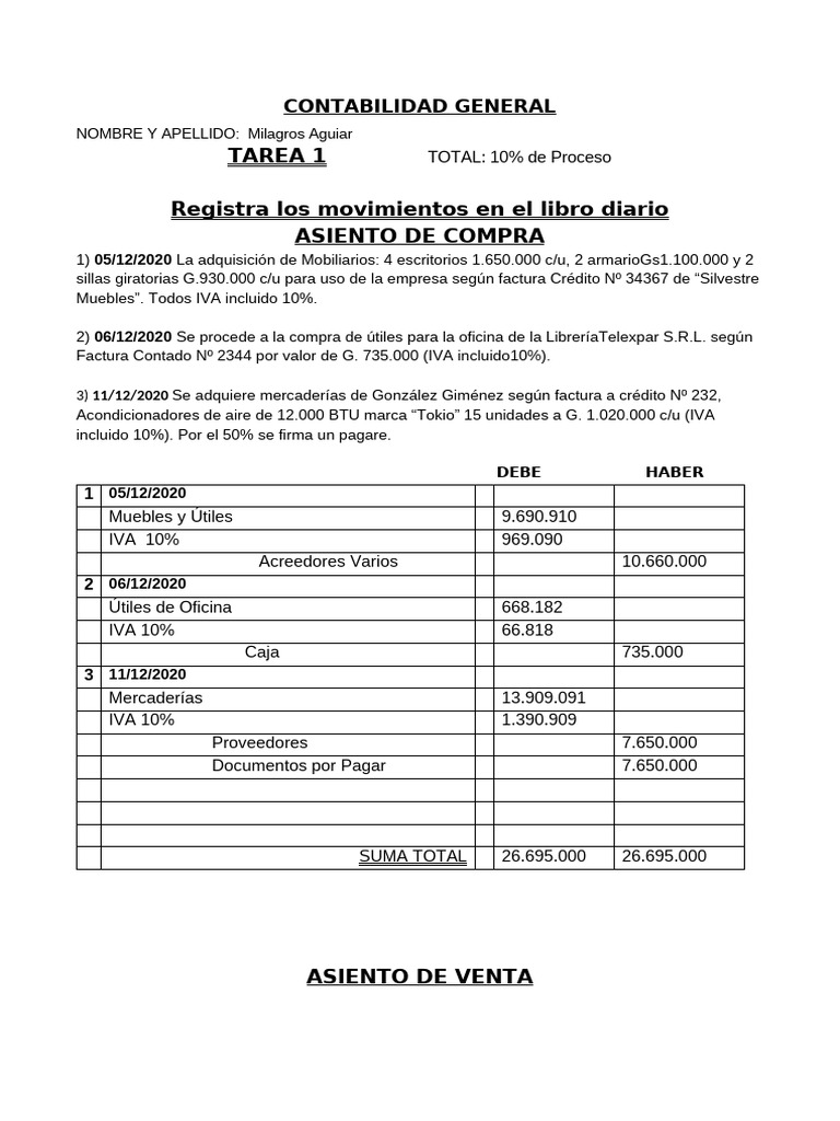 Asientos Contables de Compras y Ventas | PDF | Business | Servicios ...