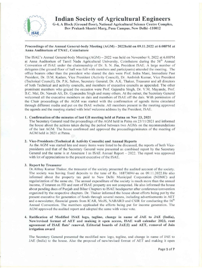 AGM Proceedings 09-11-2022 | PDF