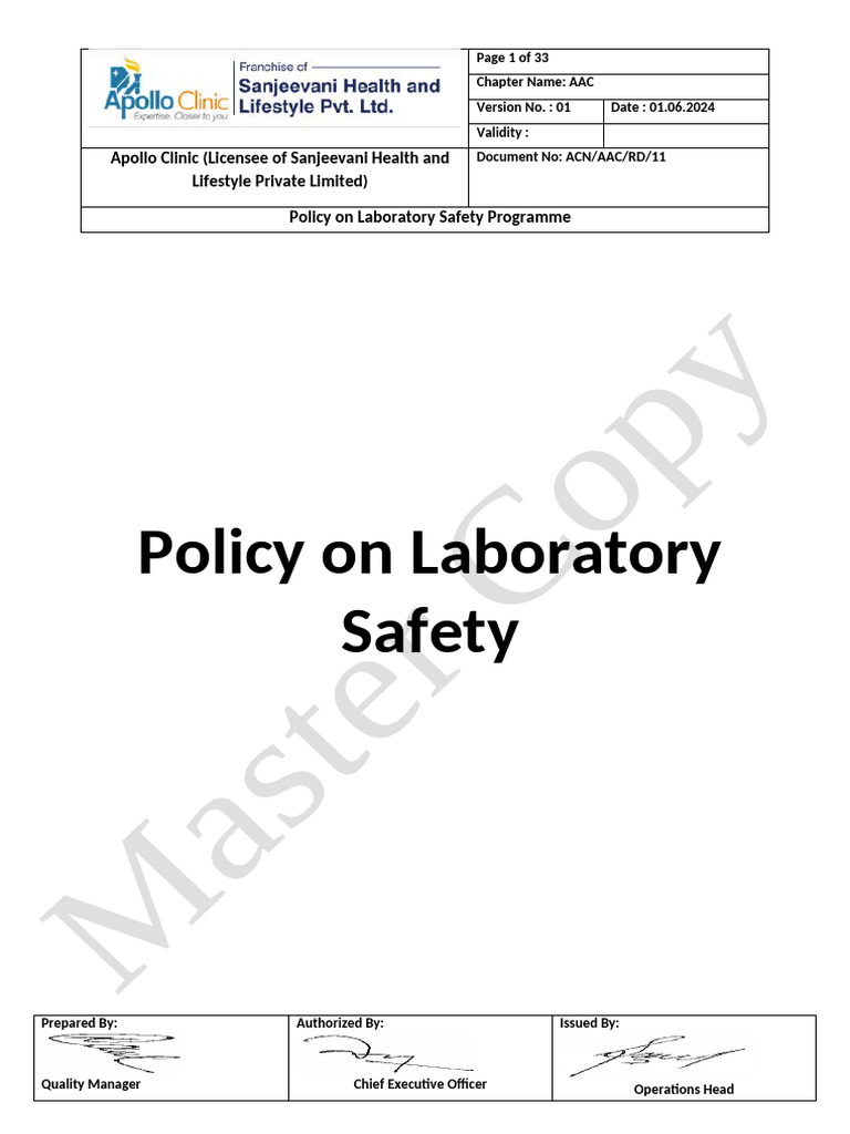 RD-11-Policy On Laboratory Safety Programme | PDF | Laboratories | Vaccines