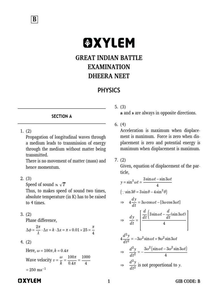 NEET Physics Exam Guide: Wave Mechanics | PDF | Amine | Chemical Reactions