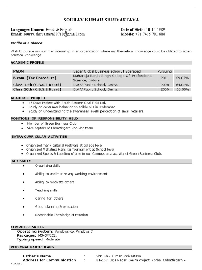 Sourav Kumar Shrivastava Resume | PDF | Business