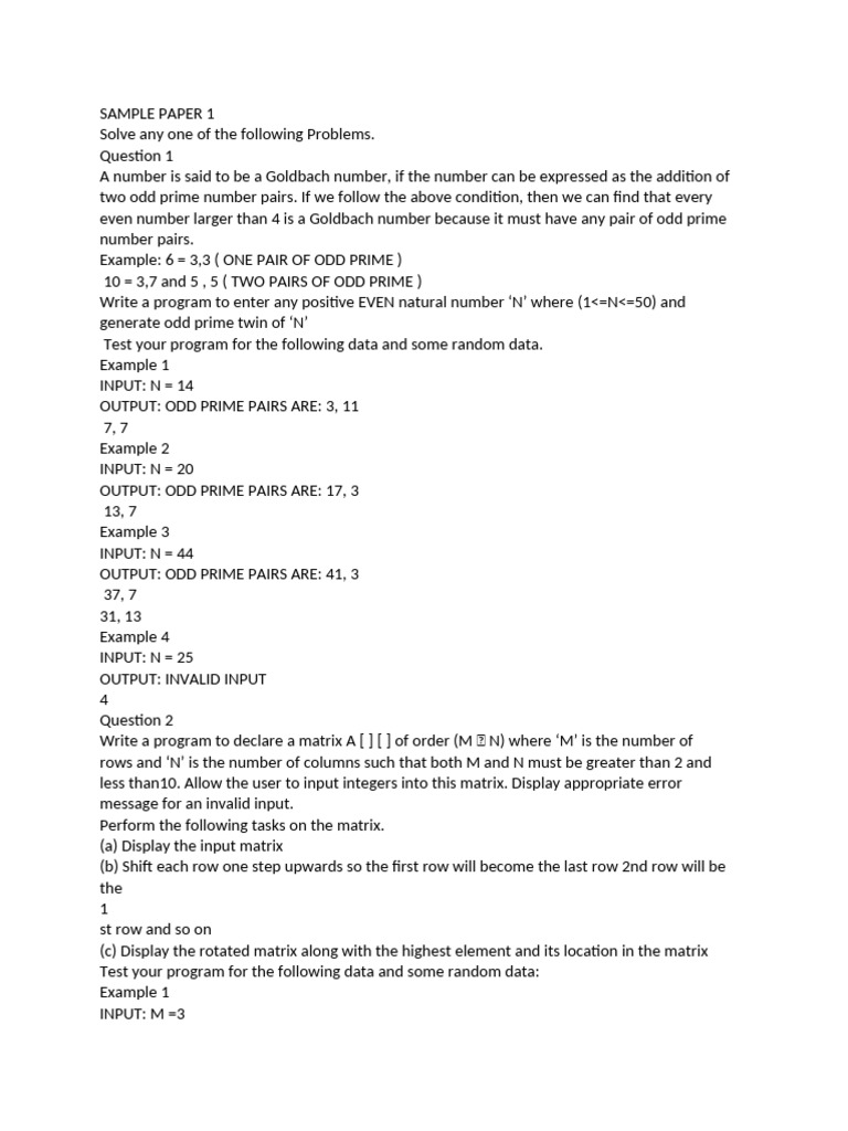 Goldbach Numbers and Matrix Operations | PDF | Number Theory | Discrete ...