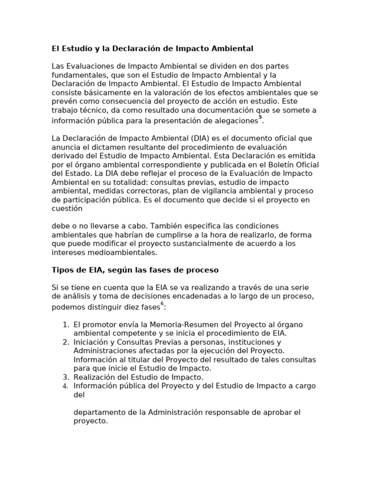 Evaluación y Declaración de Impacto Ambiental | PDF | Evaluación de ...