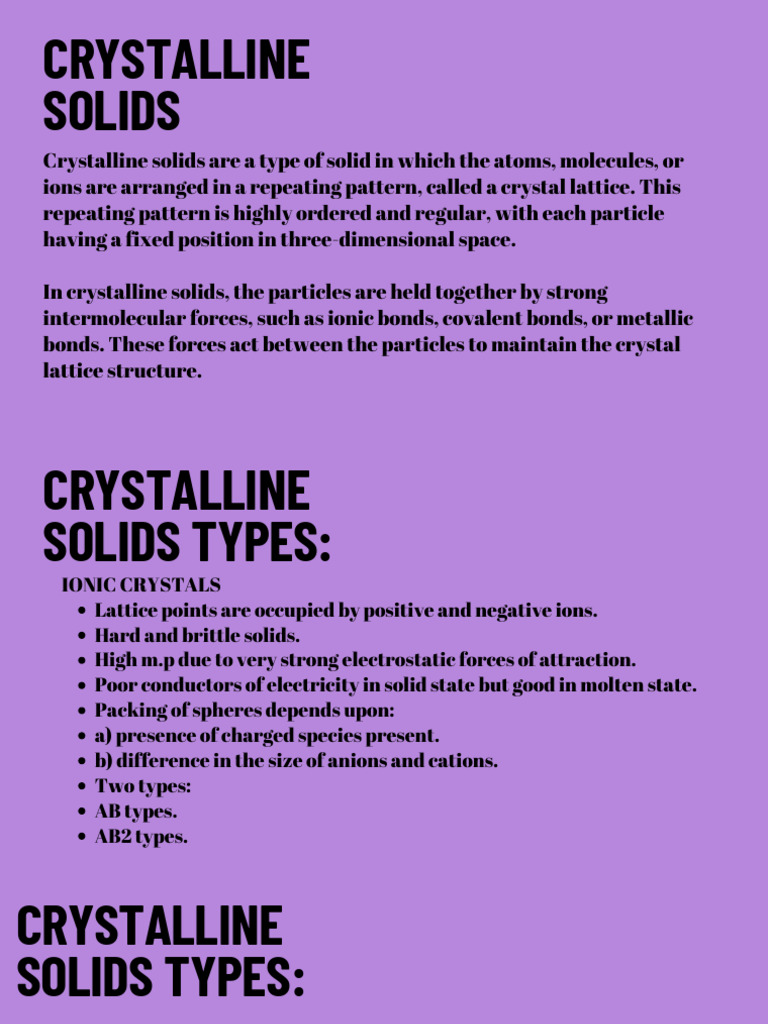 Types and Properties of Crystalline Solids | PDF