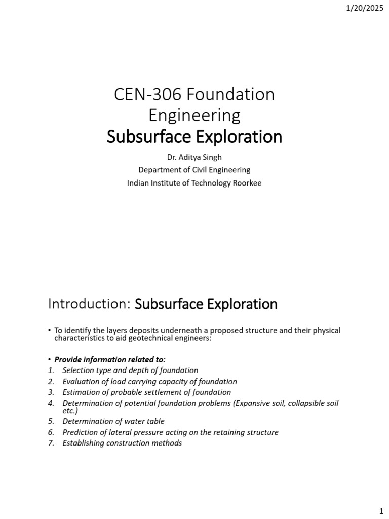 Subsurface Exploration in Foundation Engineering | PDF | Drilling | Drill