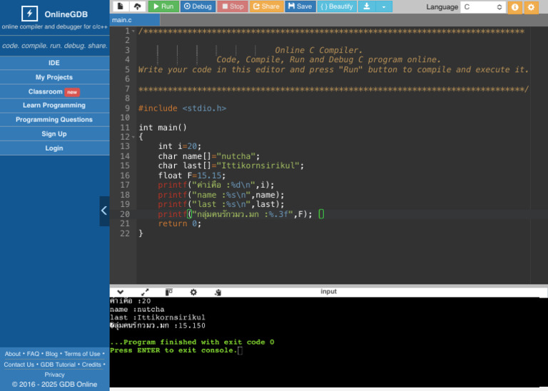 Online C Compiler and Debugger Guide | PDF