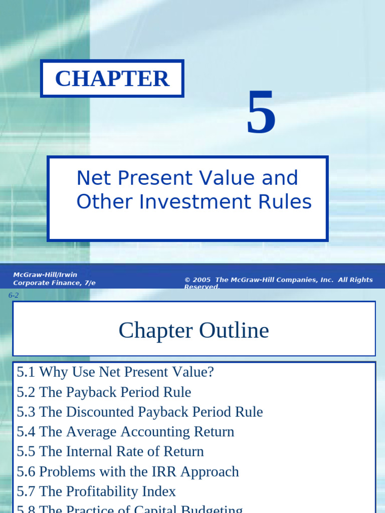 Chpater 5-NPV and Other Investment Rules | PDF | Net Present Value ...