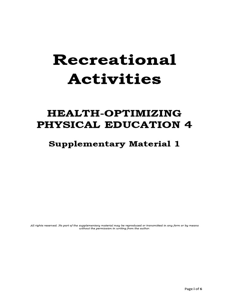 HOPE 4: Module 1 on Recreation | PDF | Recreation | Outdoor Recreation