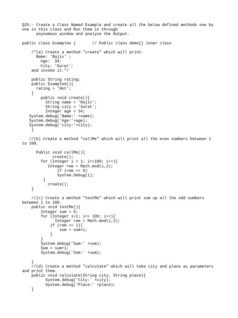 Java Class Example with Methods Overview | PDF | Integer (Computer ...
