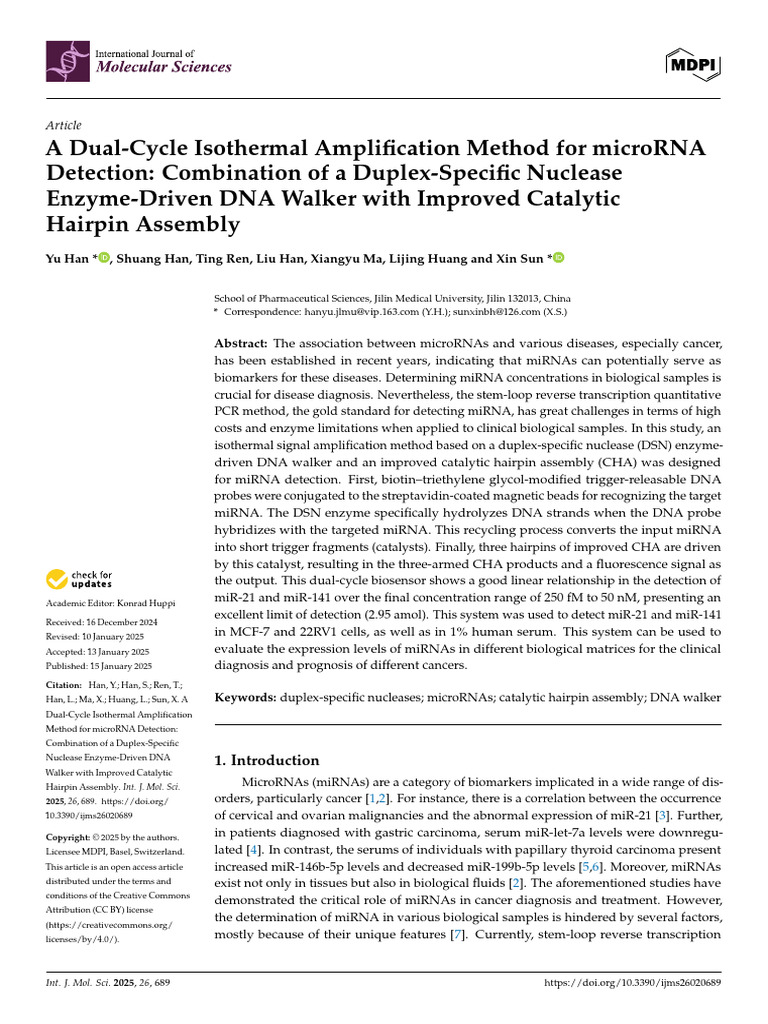 Dual-Cycle Method for miRNA Detection | PDF | Polymerase Chain Reaction ...