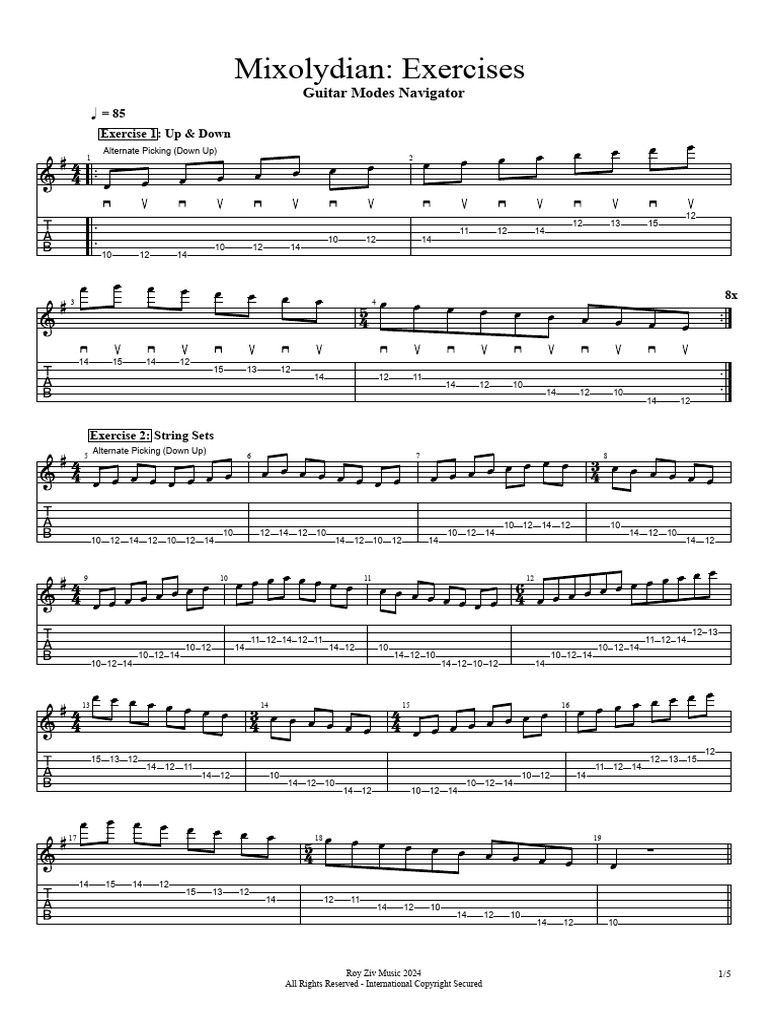 5) Mixolydian Exercises | PDF | Musical Compositions | Musicology