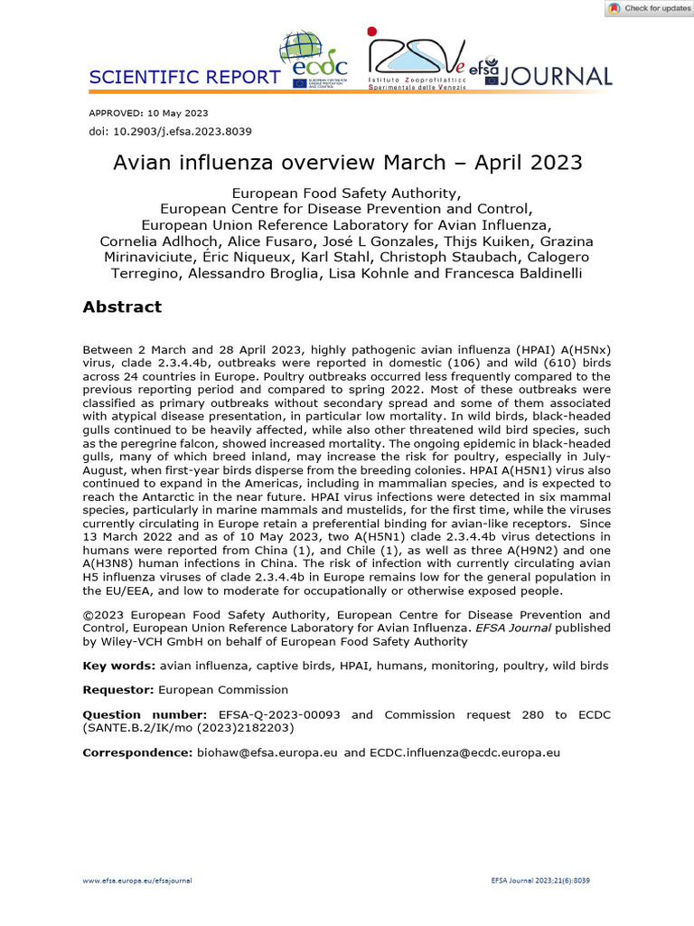Avian Influenza Overview March April 2023 | PDF | Avian Influenza ...