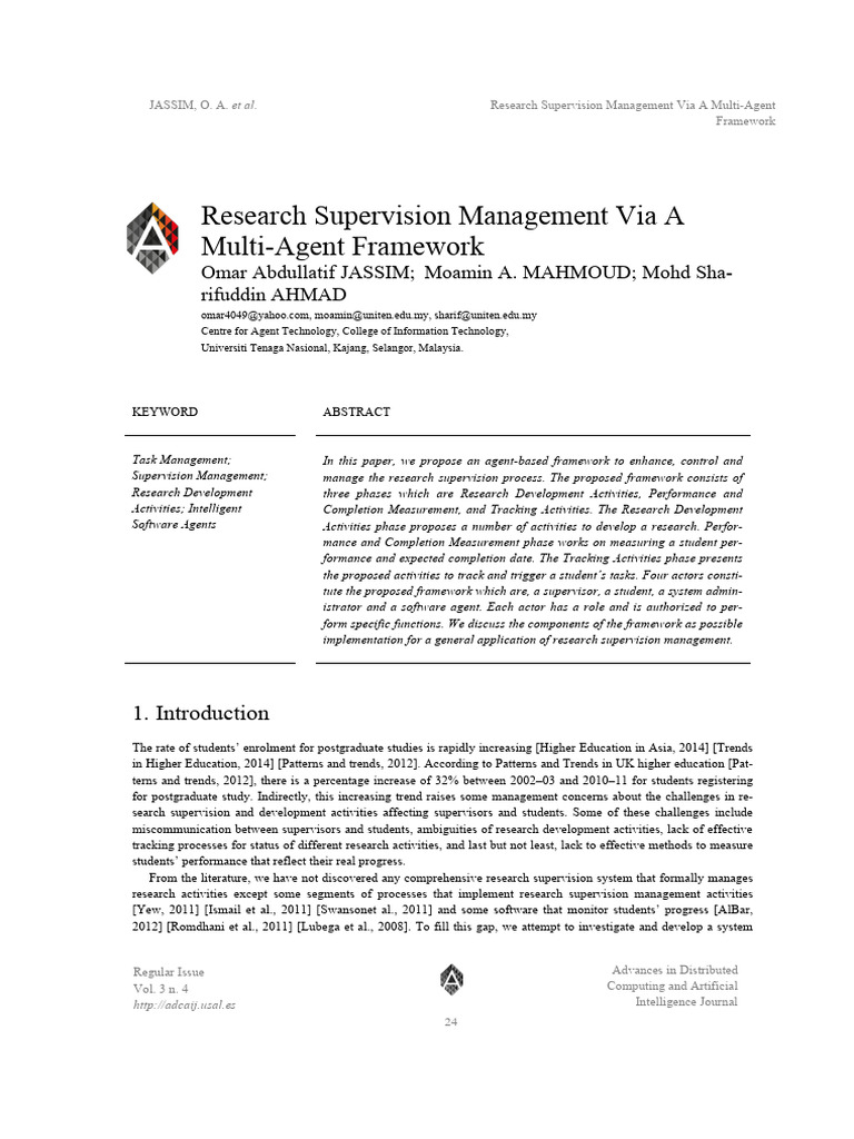 Multi-Agent Framework for Research Supervision | PDF | Agent Based ...
