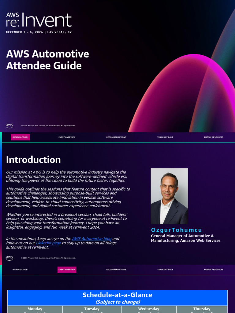 AWS Automotive at re:Invent 2024 Guide | PDF | Amazon Web Services ...