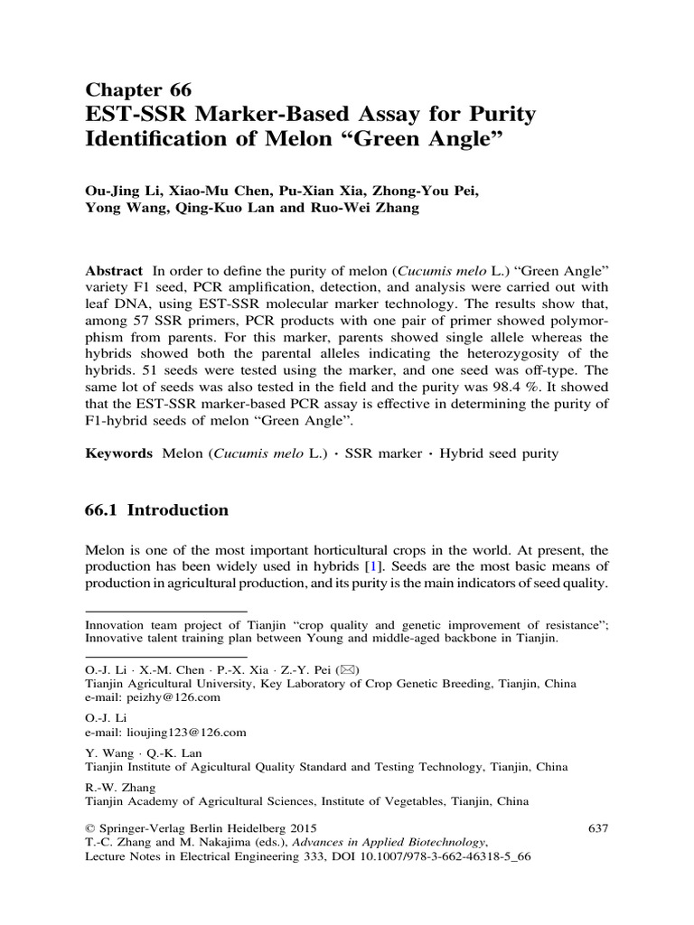 0140-Chapter 66 EST-SSR Marker-Based Assay For Purity Identification of ...