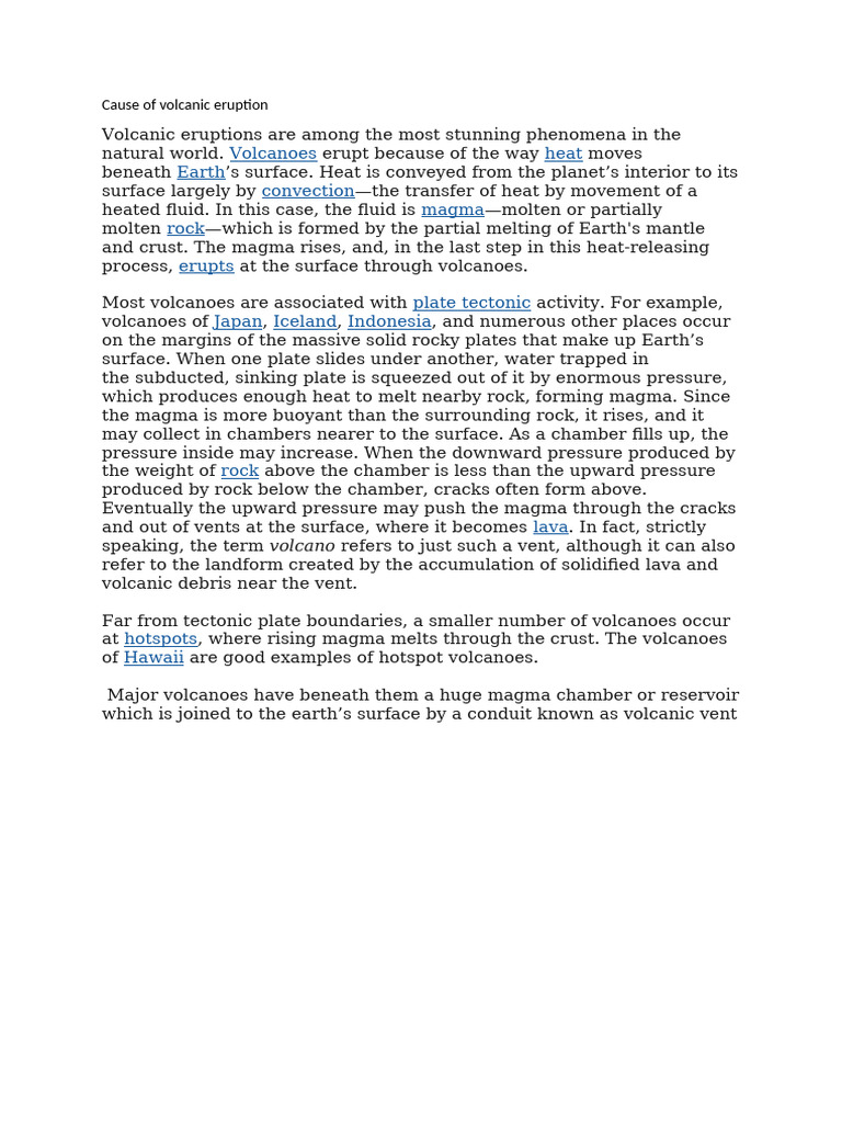 Causes of Volcanic Eruptions Explained | PDF