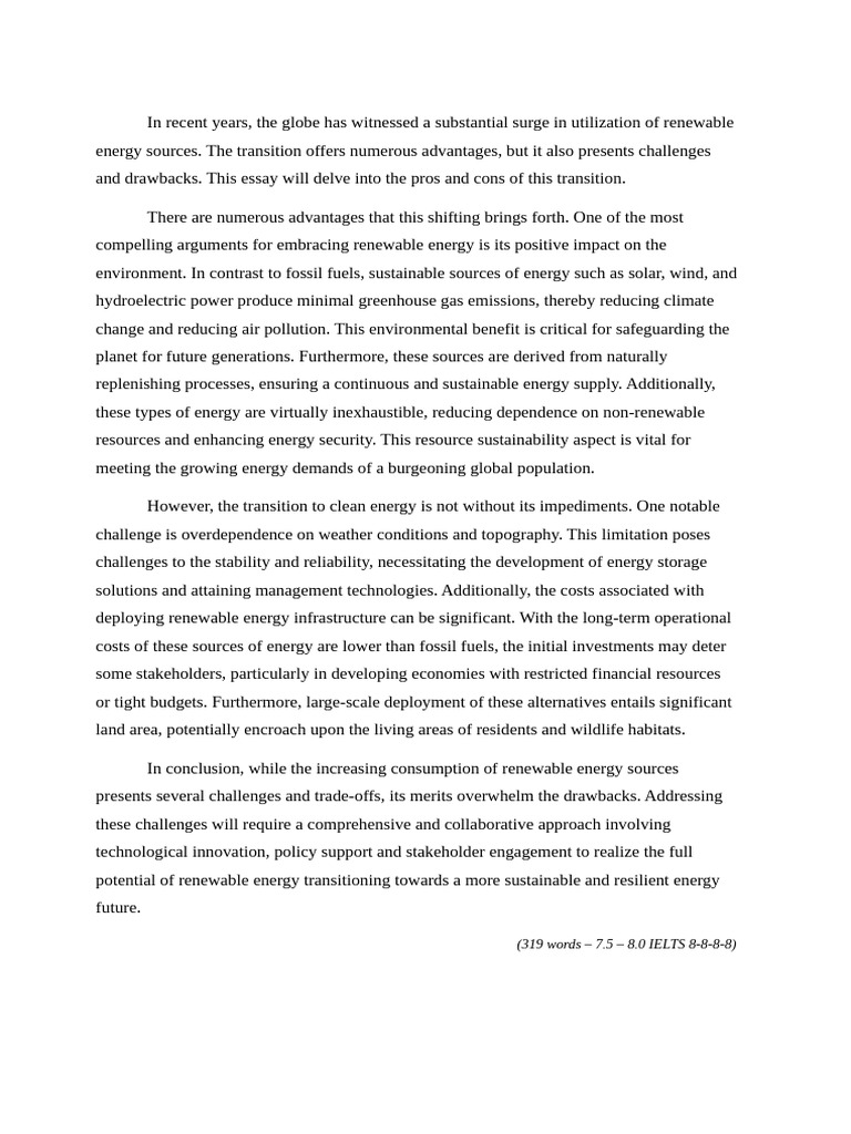 Pros and Cons of Renewable Energy Transition | PDF | Energy Development ...