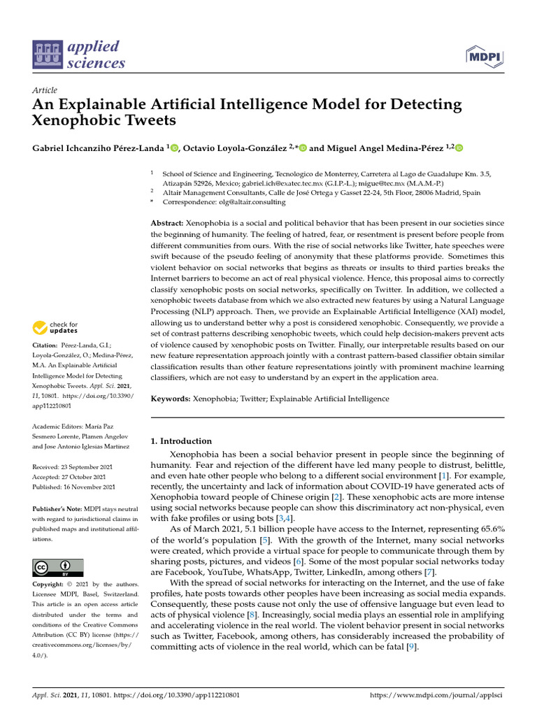 An Explainable Artificial Intelligence Model For Detecting Xenophobic ...