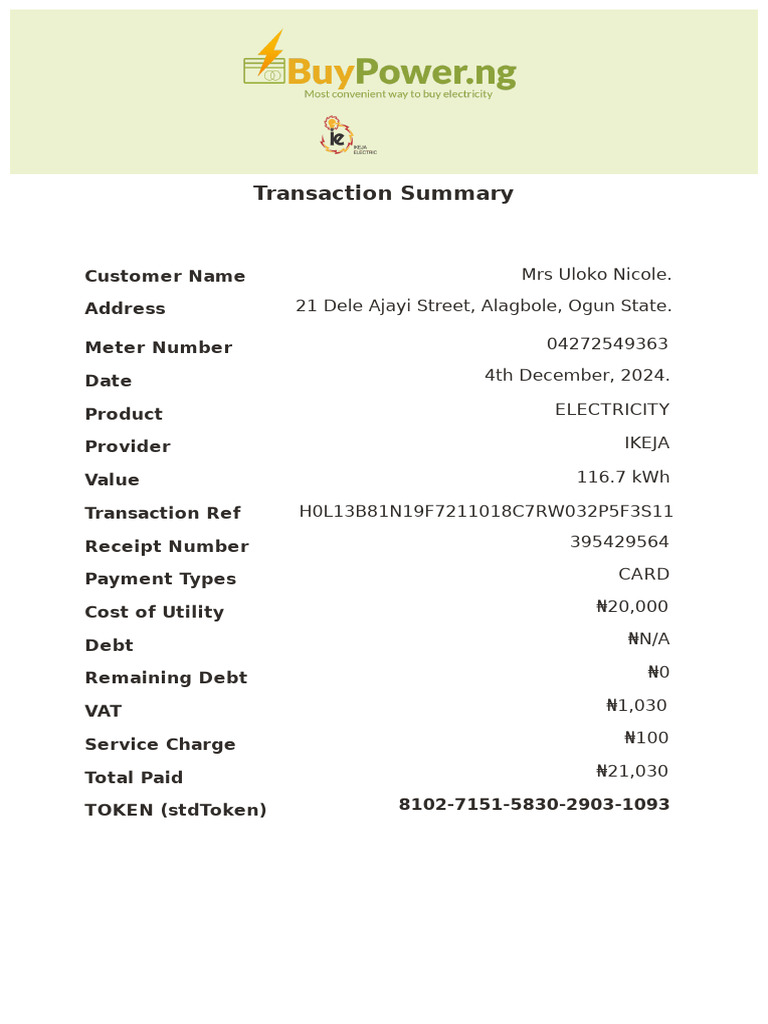 Buy Power Receipt | PDF