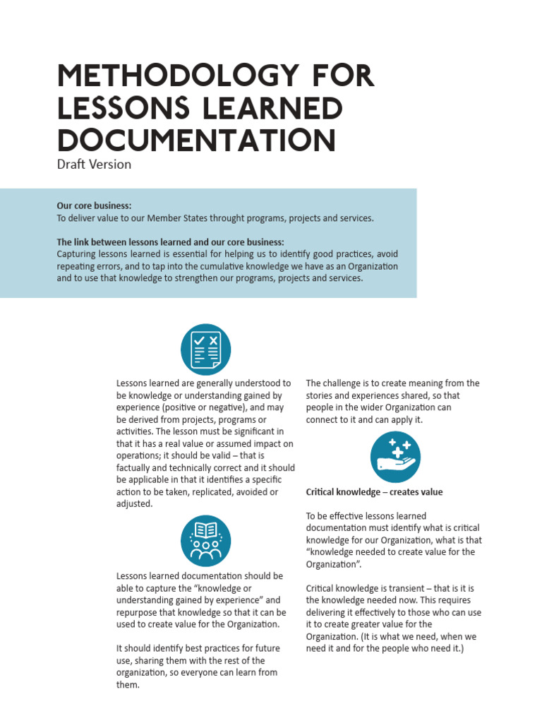 OAS KM Group - Methodology - Lessons Learned | PDF | Knowledge ...