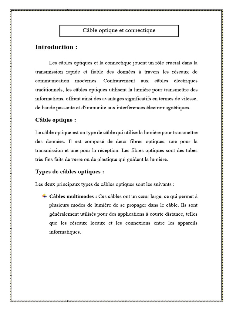 Câbles et connectique optiques expliqués | PDF | Fibre optique ...