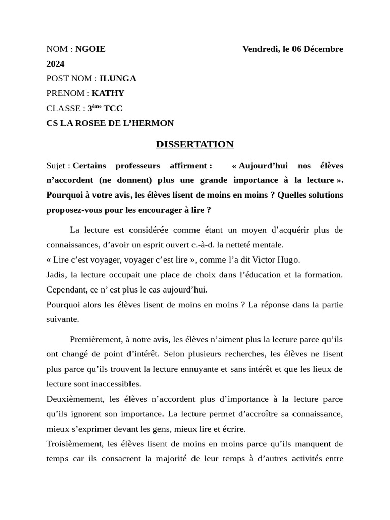 Importance de la lecture chez les élèves | PDF