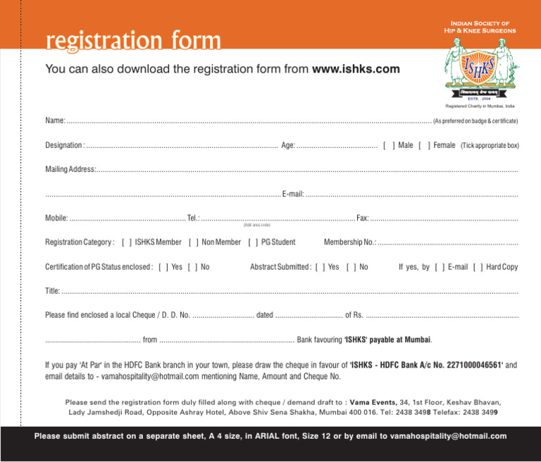 Reg Form Pdf