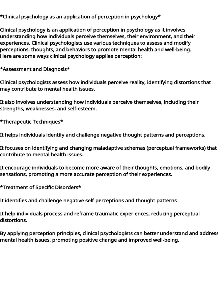 Application of Perception in Psychology | PDF | Perception | Psychology