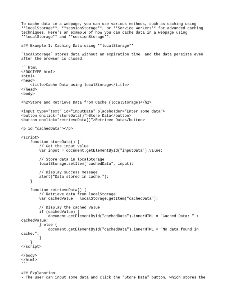 Webpage Data Caching Techniques | PDF | Cache (Computing) | Information ...