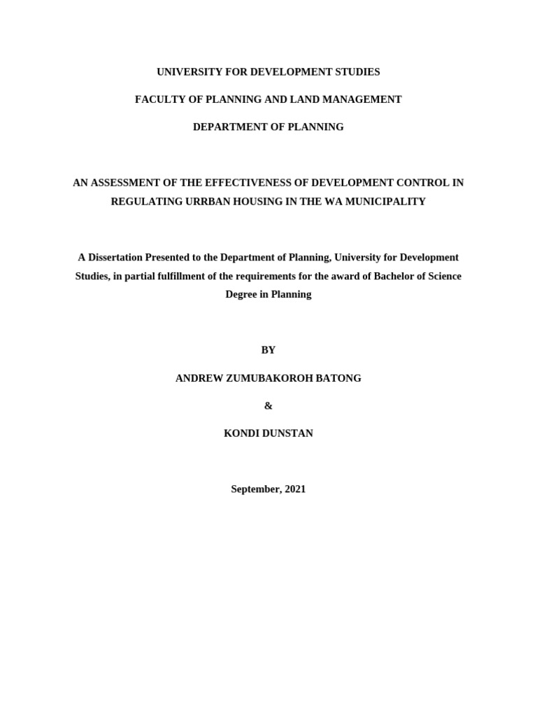 Effectiveness of Development Control in Wa | PDF | Land Use | Urbanization