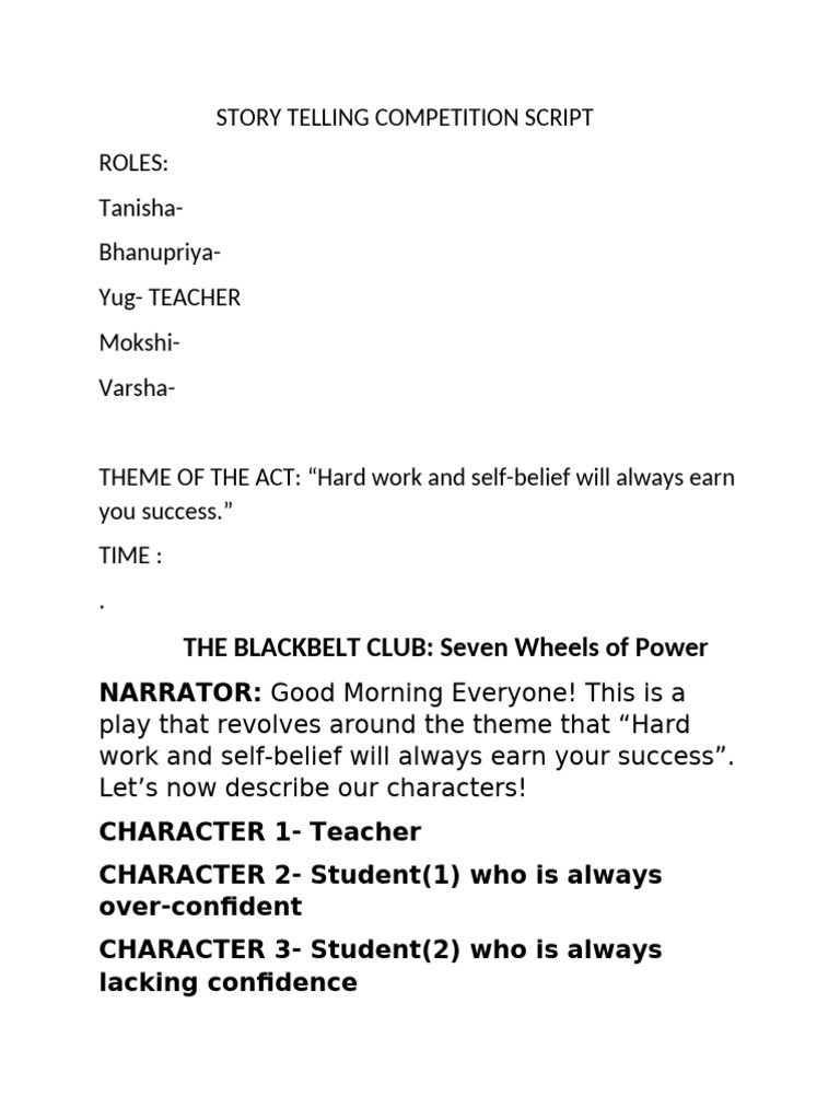 Storytelling Competition Script: Success Theme | PDF