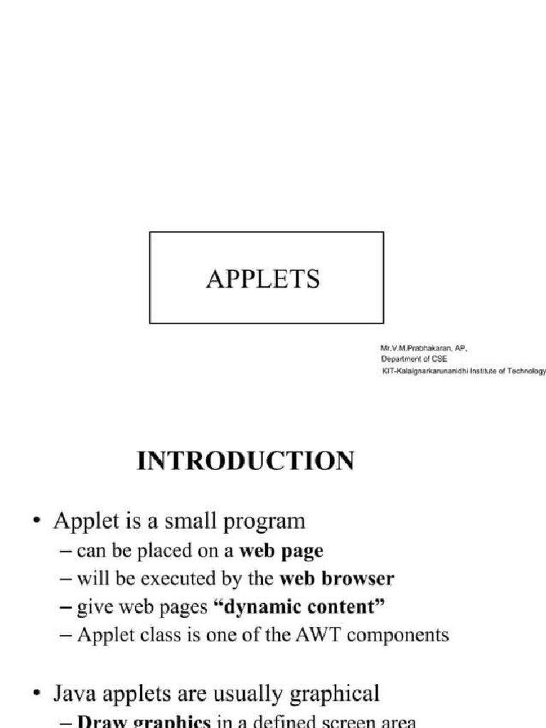 Lecture III Java APPLETS | PDF