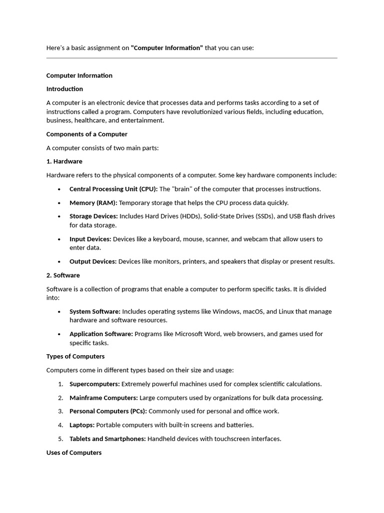 Overview of Computer Information | PDF | Personal Computers | Laptop