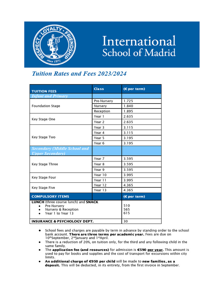 Tuition Rates and Fees 2023 24 | PDF | Tuition Payments | Educational ...