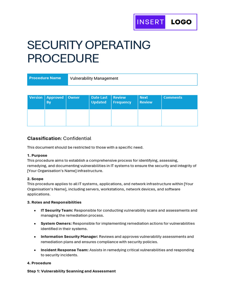 Vulnerability Management Procedure Template | PDF | Computer Security ...
