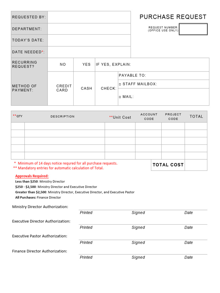 Purchase Request Form Template | PDF