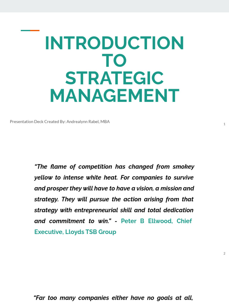Introduction to Strategic Management | PDF | Strategic Management ...