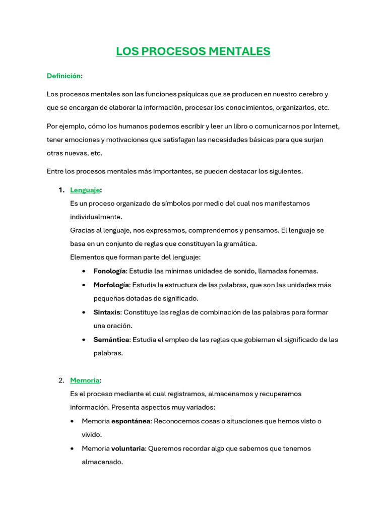 Fundamentos de Procesos Mentales | PDF | Pensamiento | Las emociones
