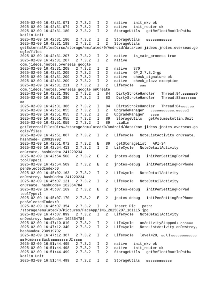 JNotes App Lifecycle and Storage Logs | PDF | Software | Computing