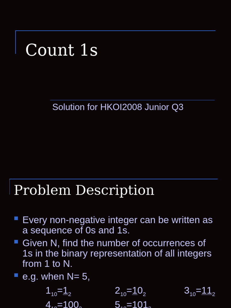 Count 1s in Binary Representation | PDF | Numbers | Applied Mathematics